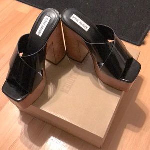 Steve Madden Platform block heel Blk Mules